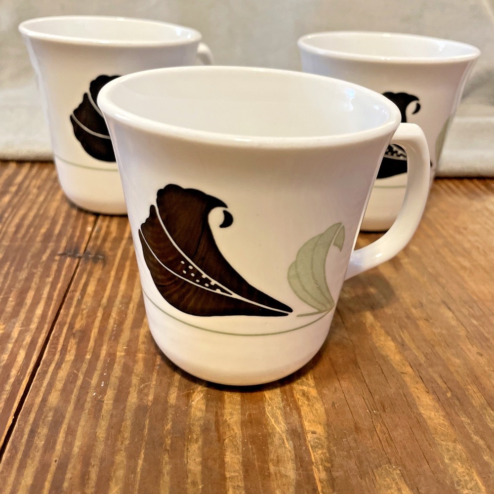 3 Corelle Black Orchid Coffee‎ Mugs Cups Tea Corning Dishes Dinnerware USA Made